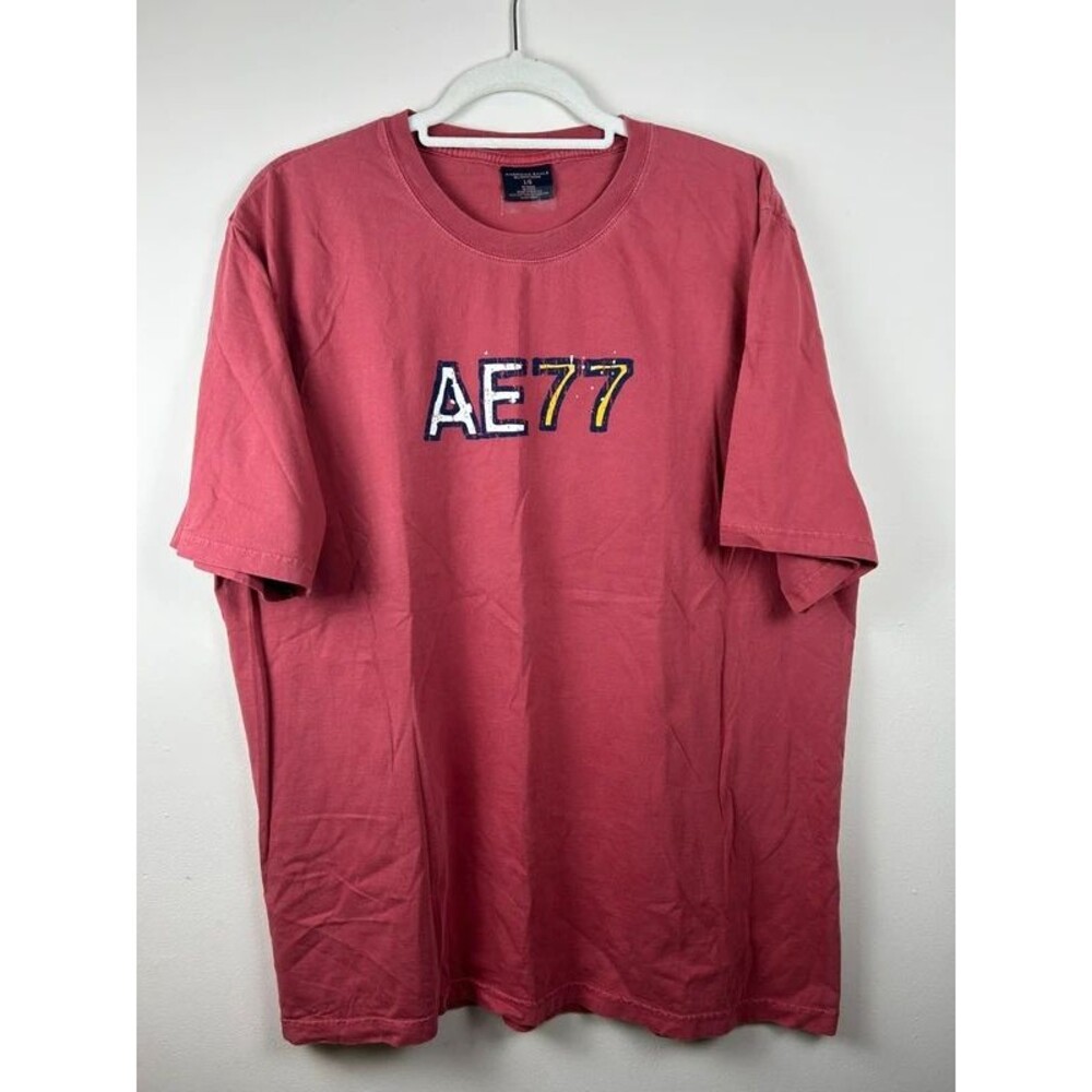 Vintage Y2K American Eagle Outfitters AE77 Graphic Tee Men’s L Burgandy Cotton